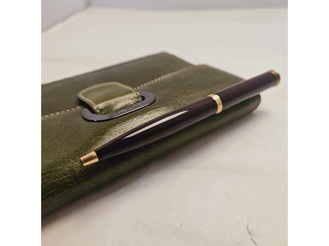 Elysee capitol 18kt gp balpen inclusief leren claudio ferrici notitieboek - afbeelding 7 van  12