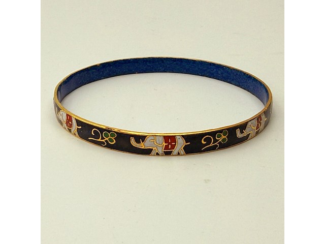 Emaille cloisonné armband met olifantenmotief - afbeelding 1 van  6