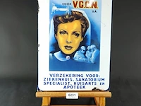 Emaille reclamebord van de coöperatieve vereniging voor ziekenkostenverzekering "v.g.c.n. u.a."