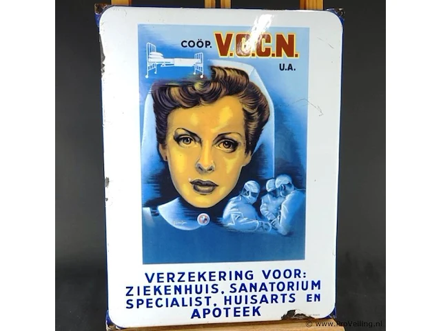 Emaille reclamebord van de coöperatieve vereniging voor ziekenkostenverzekering "v.g.c.n. u.a." - afbeelding 2 van  6