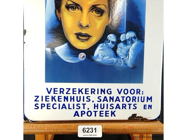 Emaille reclamebord van de coöperatieve vereniging voor ziekenkostenverzekering "v.g.c.n. u.a." - afbeelding 4 van  6