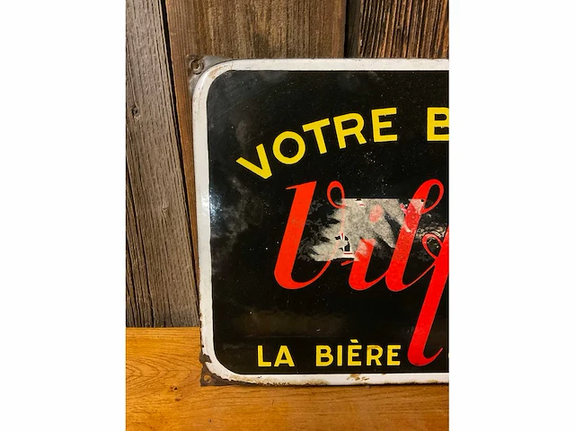 Emaille | “votre brune – vilfort ‘40’ – la bière qui réconforte” | horeca-/reclamebord - afbeelding 3 van  4
