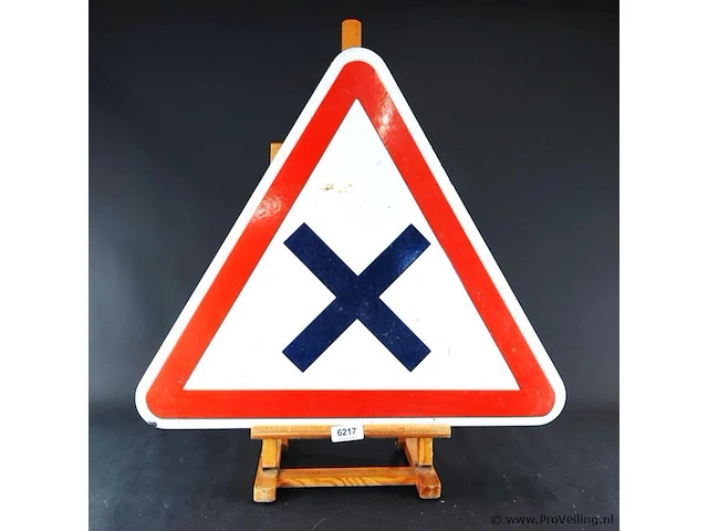Emaille waarschuwingsverkeersbord (klasse j8 in nederland / gevaarlijk kruispunt) - afbeelding 1 van  5
