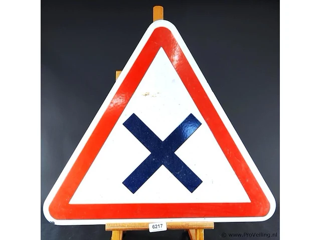 Emaille waarschuwingsverkeersbord (klasse j8 in nederland / gevaarlijk kruispunt) - afbeelding 2 van  5