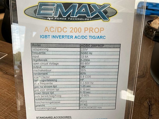 Emax 200 prop tig lasapparaat - afbeelding 6 van  7