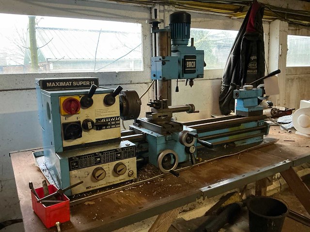 Emco maximat super 11 centerdraaibank met kolomboor hulpstuk - afbeelding 1 van  12