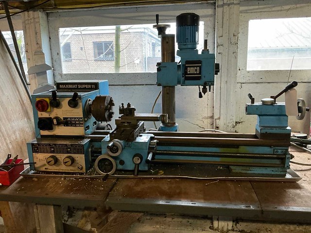 Emco maximat super 11 centerdraaibank met kolomboor hulpstuk - afbeelding 3 van  12