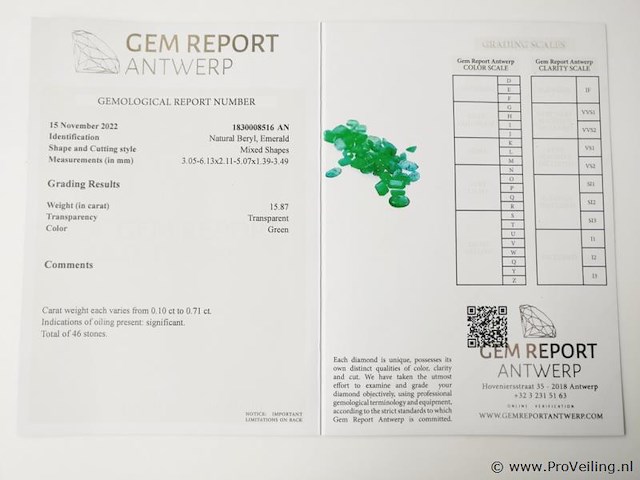 Emerald 15.87ct gra certified - afbeelding 4 van  4