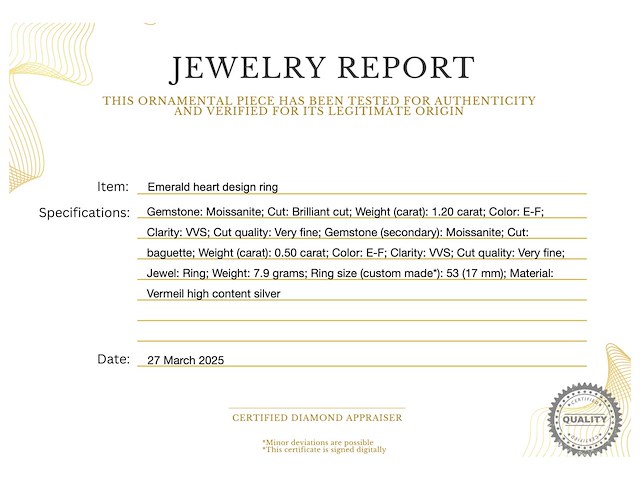 Emerald hart design ring - afbeelding 3 van  3