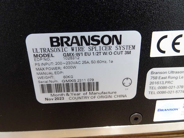 Emerson branson - 2023 - ultrasonic gmx-w1 eu 1/2t w/o cut 3m - wire splicer system - afbeelding 6 van  11