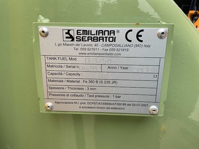 Emiliana serbatoi tf3/50 3000 liter brandstof opslagtank - afbeelding 5 van  24