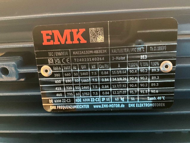 Emk kae2a132s/m elektromotor (2x) - afbeelding 3 van  3