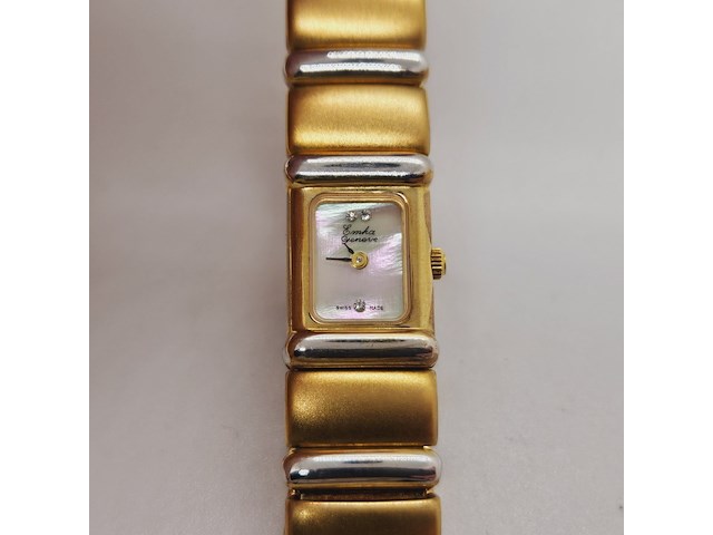 Emka geneva doublé gouden dameshorloge met parelmoer wijzerplaat - afbeelding 1 van  8