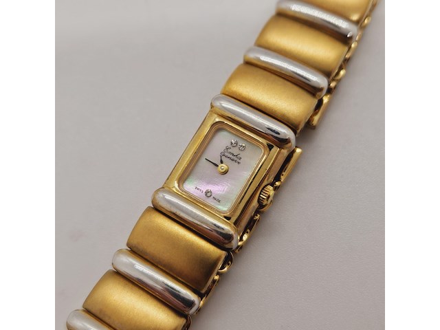 Emka geneva doublé gouden dameshorloge met parelmoer wijzerplaat - afbeelding 2 van  8