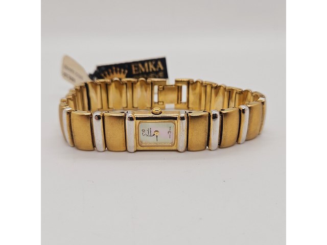 Emka geneva doublé gouden dameshorloge met parelmoer wijzerplaat - afbeelding 4 van  8