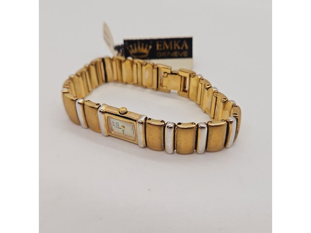 Emka geneva doublé gouden dameshorloge met parelmoer wijzerplaat - afbeelding 5 van  8