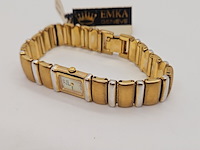 Emka geneva doublé gouden dameshorloge met parelmoer wijzerplaat - afbeelding 5 van  8