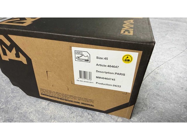 Emma s1p paris - maat 45 werkschoenen - afbeelding 2 van  3