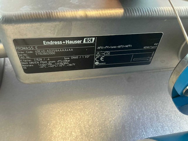 Endress&hauser promass 40/ promass e flowmeter dn40/pn40 - afbeelding 9 van  11