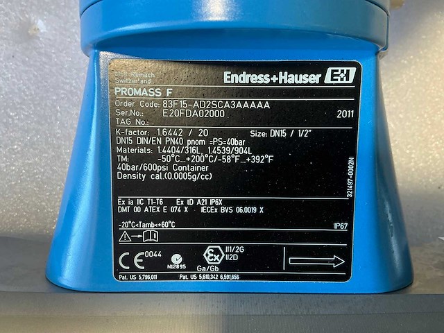 Endress&hauser promass 83/promass f flowmeter dn15/pn40 - afbeelding 6 van  7