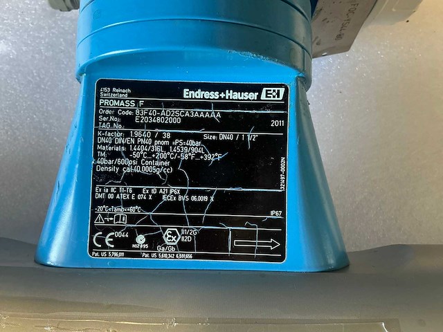Endress&hauser promass 83/promass f flowmeter dn40/pn40 - afbeelding 9 van  12