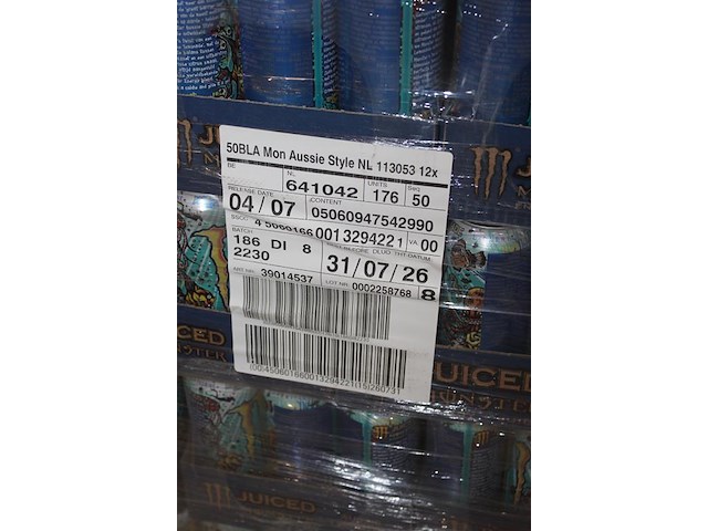 Energiedrank monster aussie style. 176 trays a 12 x 0,5l. 2112 blikken. tht 7-26. bod is inclusief 316,80 e... - afbeelding 3 van  3