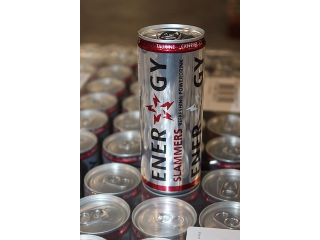Energy slammers powerdrink. 99 trays a 24 blikken 0,25l. 2376 blikken. tht 8-26. bod is inclusief 356,40 ... - afbeelding 3 van  3