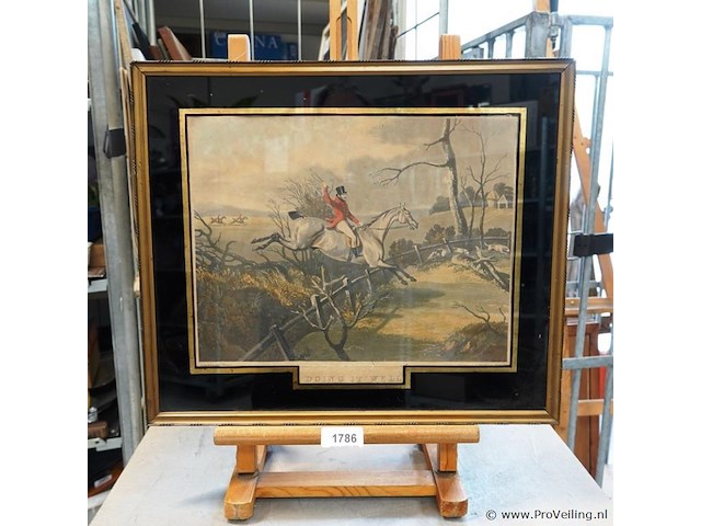 Engelse gekleurde jachtprenten (opticaprent) - afbeelding 1 van  5