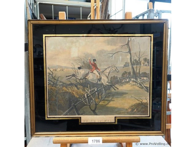 Engelse gekleurde jachtprenten (opticaprent) - afbeelding 2 van  5