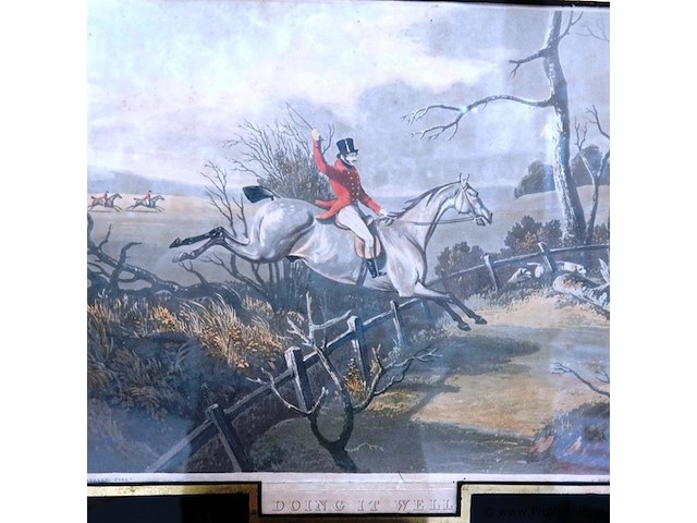 Engelse gekleurde jachtprenten (opticaprent) - afbeelding 3 van  5