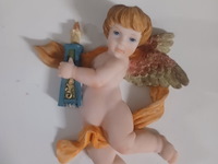 Engeltjes kerst wanddecoratie 15x13 cm aantal 4 stuks. - afbeelding 4 van  5