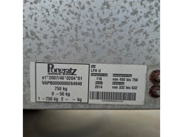 Enkelas aanhanger pongratz, lpa u, bouwjaar 2014 - afbeelding 14 van  14