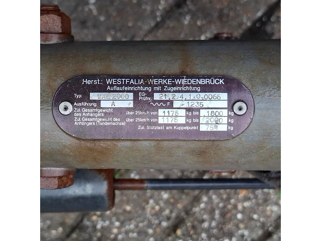 Enkelas aanhanger, westfalia, 118451, 2000 - afbeelding 2 van  19