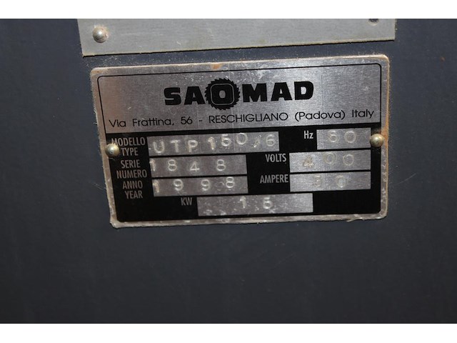 Enkele pennenbank saomad utp150/6 met kast met hulpstukken. bouwjaar 1998. 400v. let op: exclusief stofafzu... - afbeelding 7 van  7