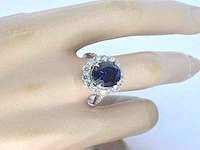 Entourage ring briljant blauwe saffier - afbeelding 3 van  10