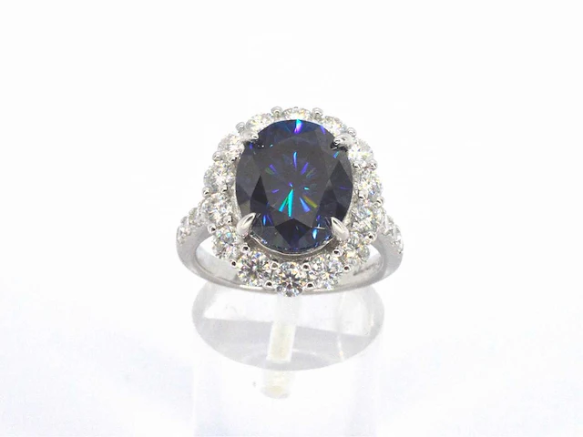 Entourage ring briljant blauwe saffier - afbeelding 6 van  10