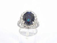 Entourage ring briljant blauwe saffier - afbeelding 6 van  10