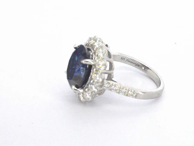 Entourage ring briljant blauwe saffier - afbeelding 10 van  10