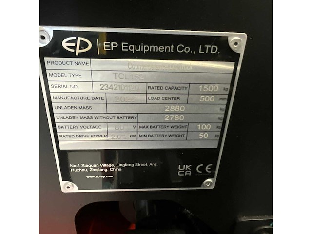 Ep tcl152 vorkheftruck - triplex - freelift - sideshift - bluespot - 4,3m - afbeelding 13 van  23