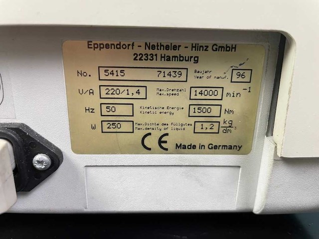 Eppendorf - 5415 c - centrifuge - afbeelding 8 van  10