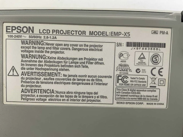 Epson (emp-x5) 2.200 lumen xga projector (242 lamp hours) - afbeelding 6 van  6