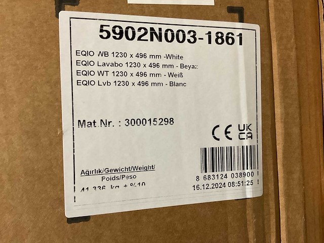 Eqio 1230x496mm wastafel - afbeelding 2 van  2