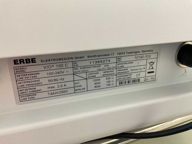 Erbe vio 100c elektrochirurgisch apparaat - afbeelding 6 van  6