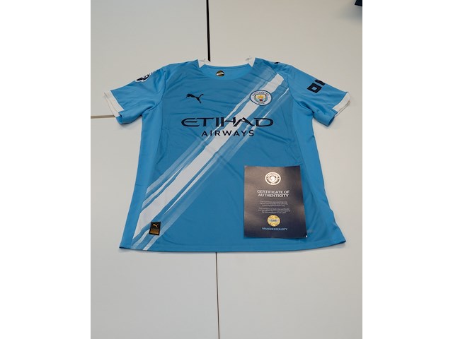 Erling braut haaland shirt - manchester city puma, blauw, gesigneerd, m - afbeelding 2 van  4