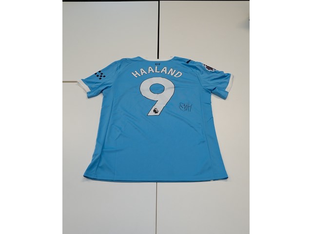 Erling braut haaland shirt - manchester city puma, blauw, gesigneerd, m - afbeelding 3 van  4