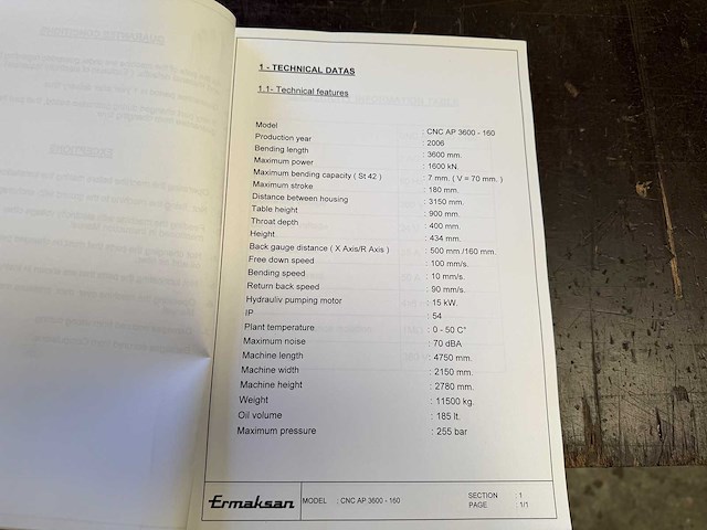 Ermaksan - 2006 - cnc ap 3600x160 - cnc-kantbank - afbeelding 7 van  15