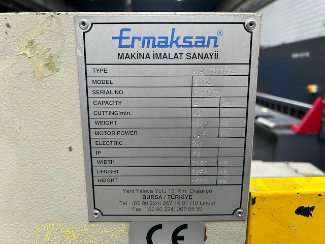 Ermaksan - gmr 2600/4 - guillotine shears - 2004 - afbeelding 11 van  12