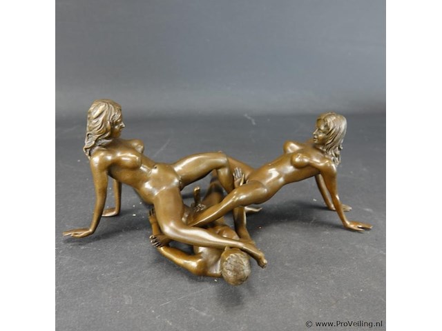 Erotisch bronzen driedelige sculptuur - afbeelding 3 van  5