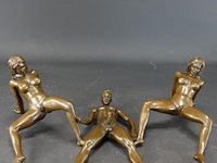 Erotisch bronzen driedelige sculptuur - afbeelding 4 van  5