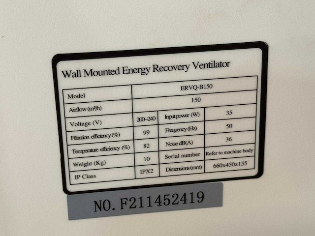 Ervq-b150 / 150-wtw - ventilatiesysteem (1x) - afbeelding 9 van  9